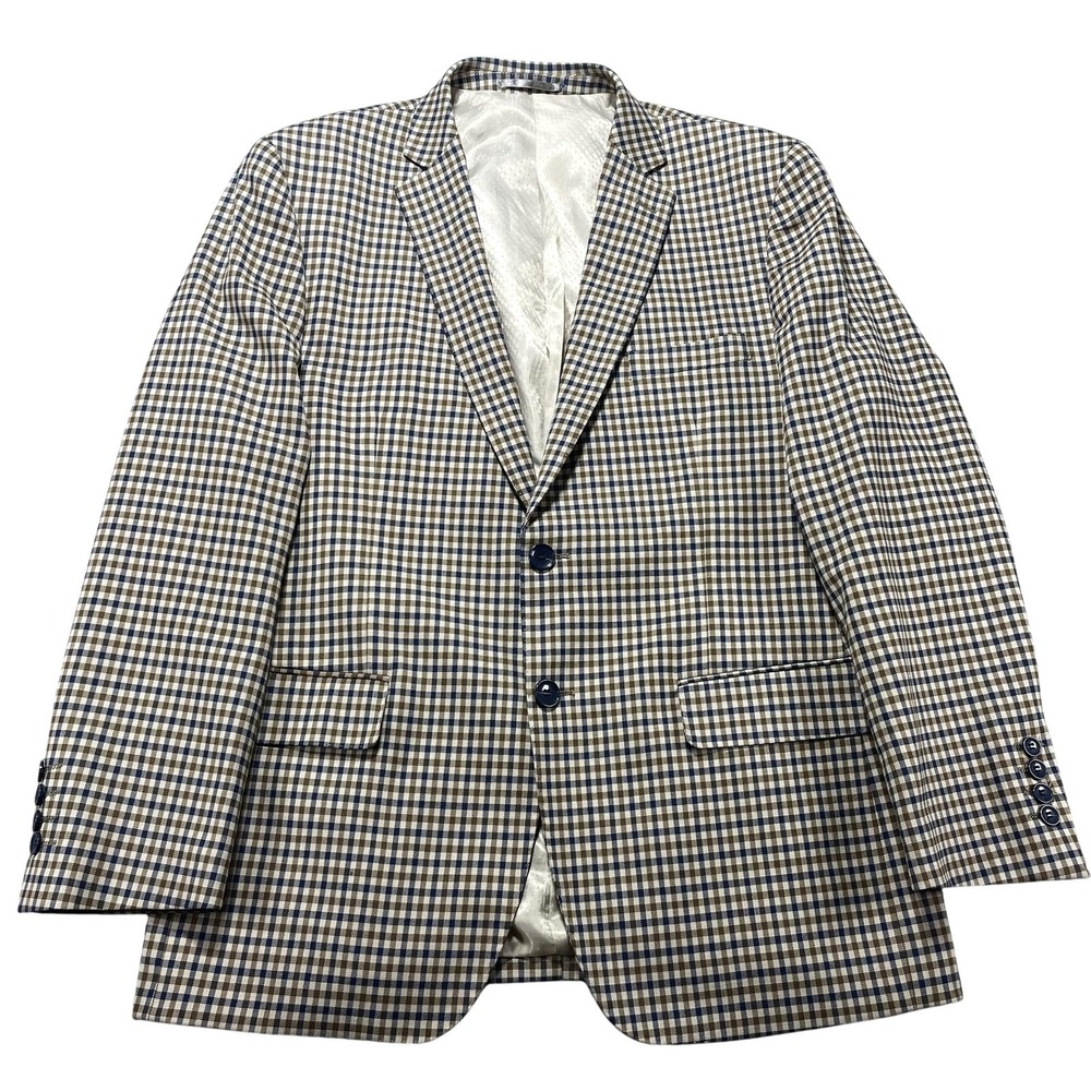 Mantoni Sport Coat Mens 42R Brown Check Super 140S Wool Blazer Milan Italy